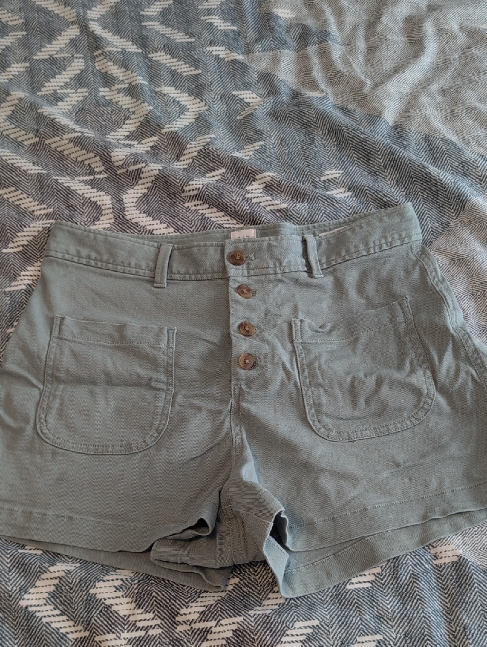 GAP High-Waist Button-Front Olive Shorts